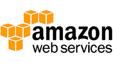 Amazon Web Services Logo mit orangen Würfeln.