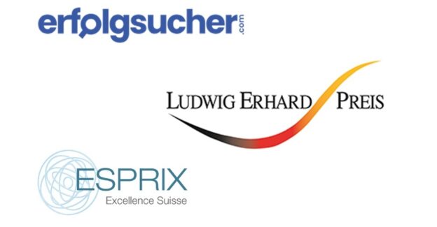 Logos von Erfolgsucher, Ludwig Erhard Preis und ESPRIX Excellence Suisse.